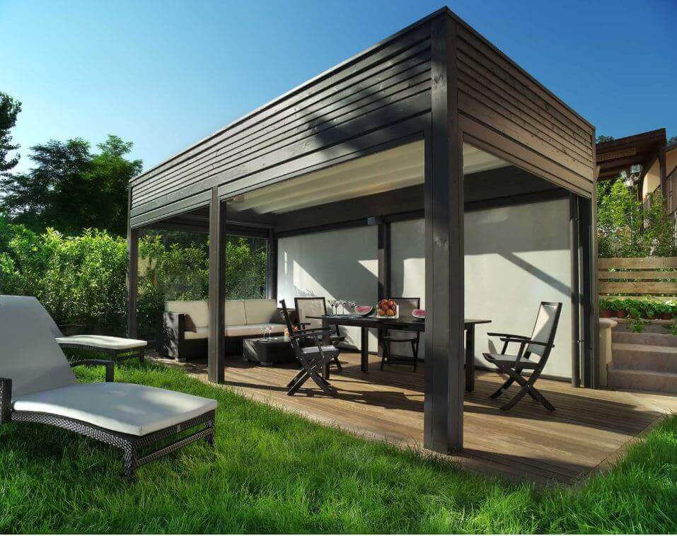 corradi pt 100 retractable pergola roof cover system