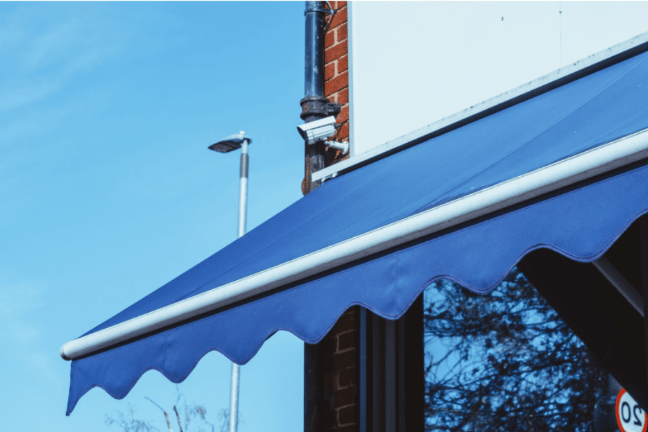 Motorized Retractable Awning in blue color
